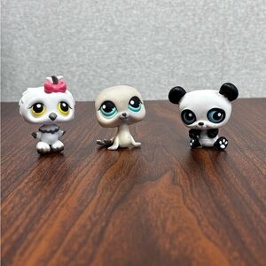 Littlest Pet Shop Lot Panda blue eyes Owl white Seal LPS rare #090 #1445  #360